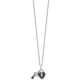 Sophia Jewelers Sterling Silver Black and White Diamond Heart and Key Necklace